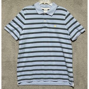 Brooks Brothers Polo Shirt Mens Size XL Slim Blue Green Black Striped Knit